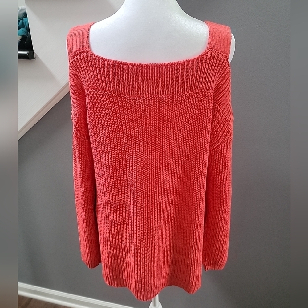 Soft Surroundings Free Day Sweater Size Med Cold Shoulder Linen/Cotton Blend - Picture 4 of 6